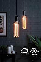 Vista 3 de Next Glow Bombilla LED decorativa E26 de base media, pilar interior acrílico de filamento virtual de 8 W, 2000 K, no regulable, brillo estilo ámbar