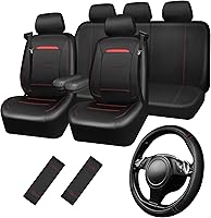 Vista 12 de CAR PASS Funda Universal FIT para asiento de automóvil de cuero con ribetes para SUVs, camionetas, camiones, compatible con bolsas de aire, diseño