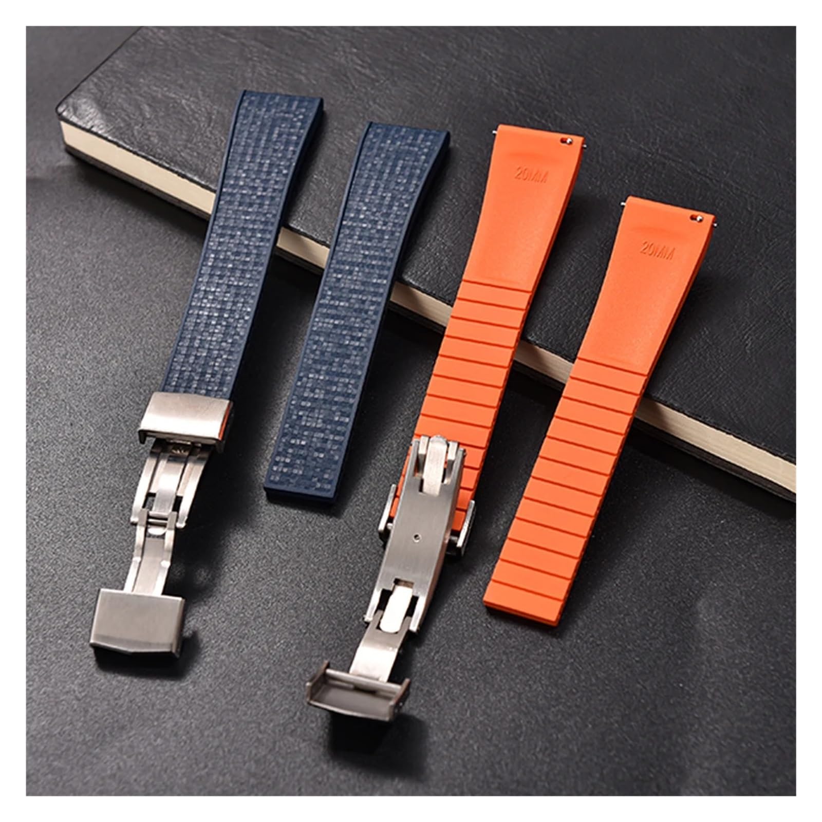 FYYFS Bracelet De Montre En Caoutchouc 20 Mm/22 Mm Avec Boucle Papillon À Dégagement Rapide, Ajustable La Taille Souhaitée