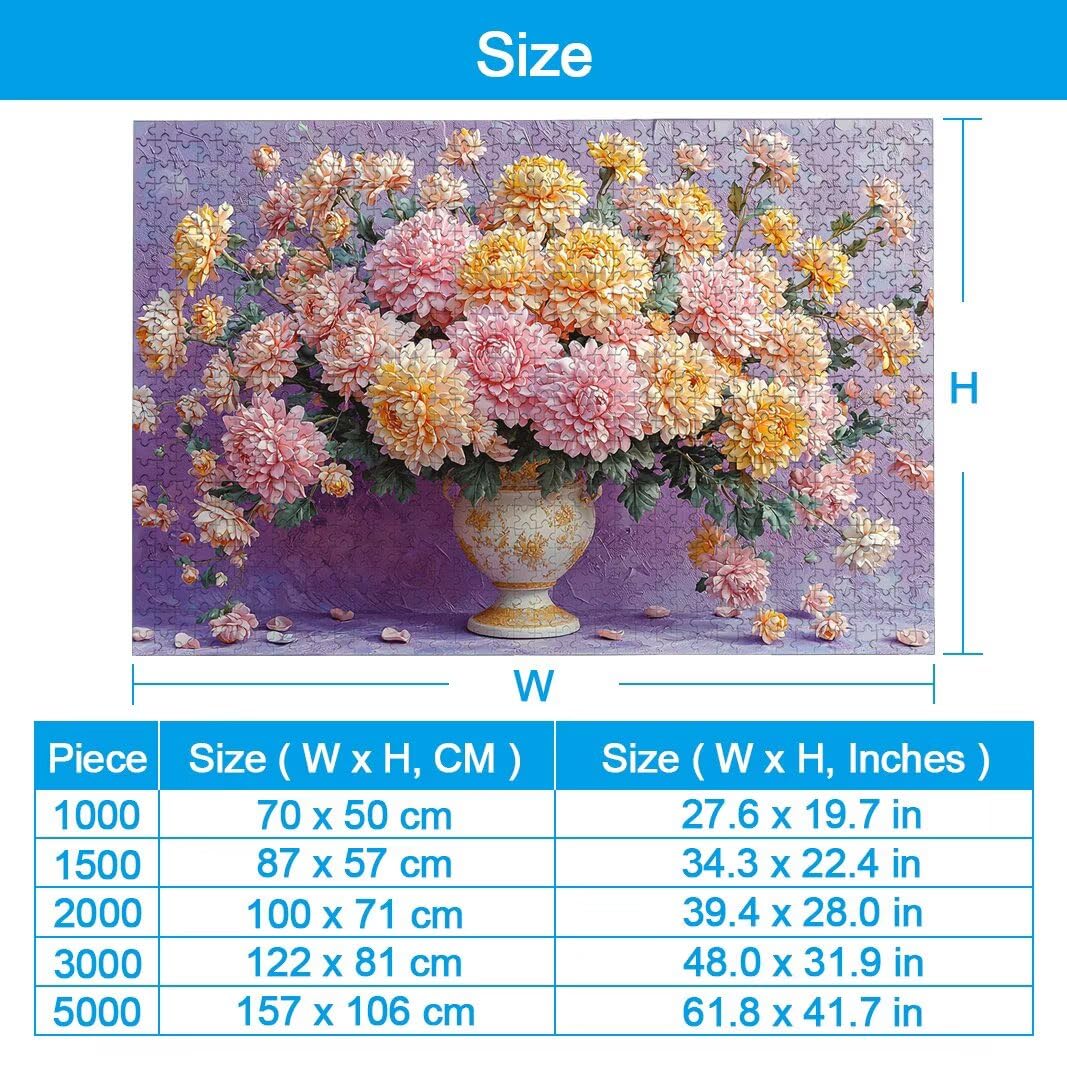 Puzzle 1000 Piezas, Puzzle Flor de Madera para Adultos, Regalos -2158
