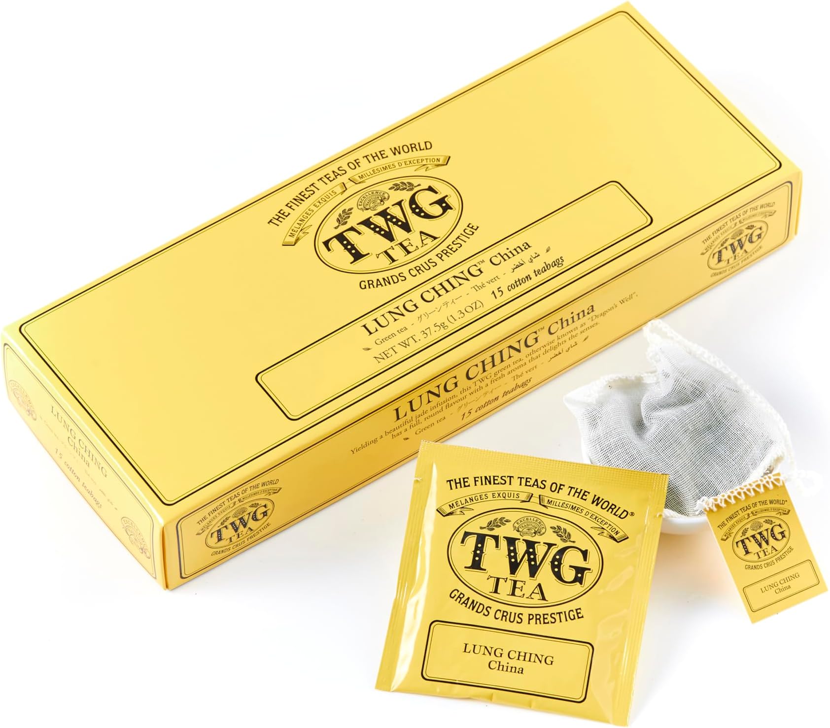 TWG Tea | Lung Ching | Green Tea | Aromatic Jade Infusion | 15 Hand Sewn Cotton Teabags | Gift Set