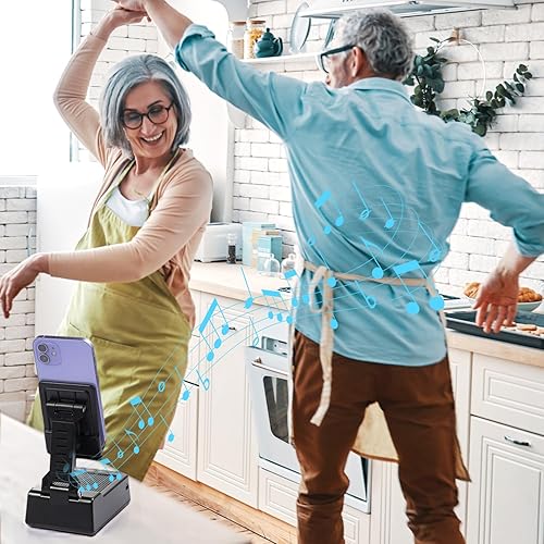 Miniatura 4 de Regalos para hombres y mujeres  Soporte para teléfono celular con altavoz Bluetooth, soporte para teléfono con cargador (5000 mAh), sonido