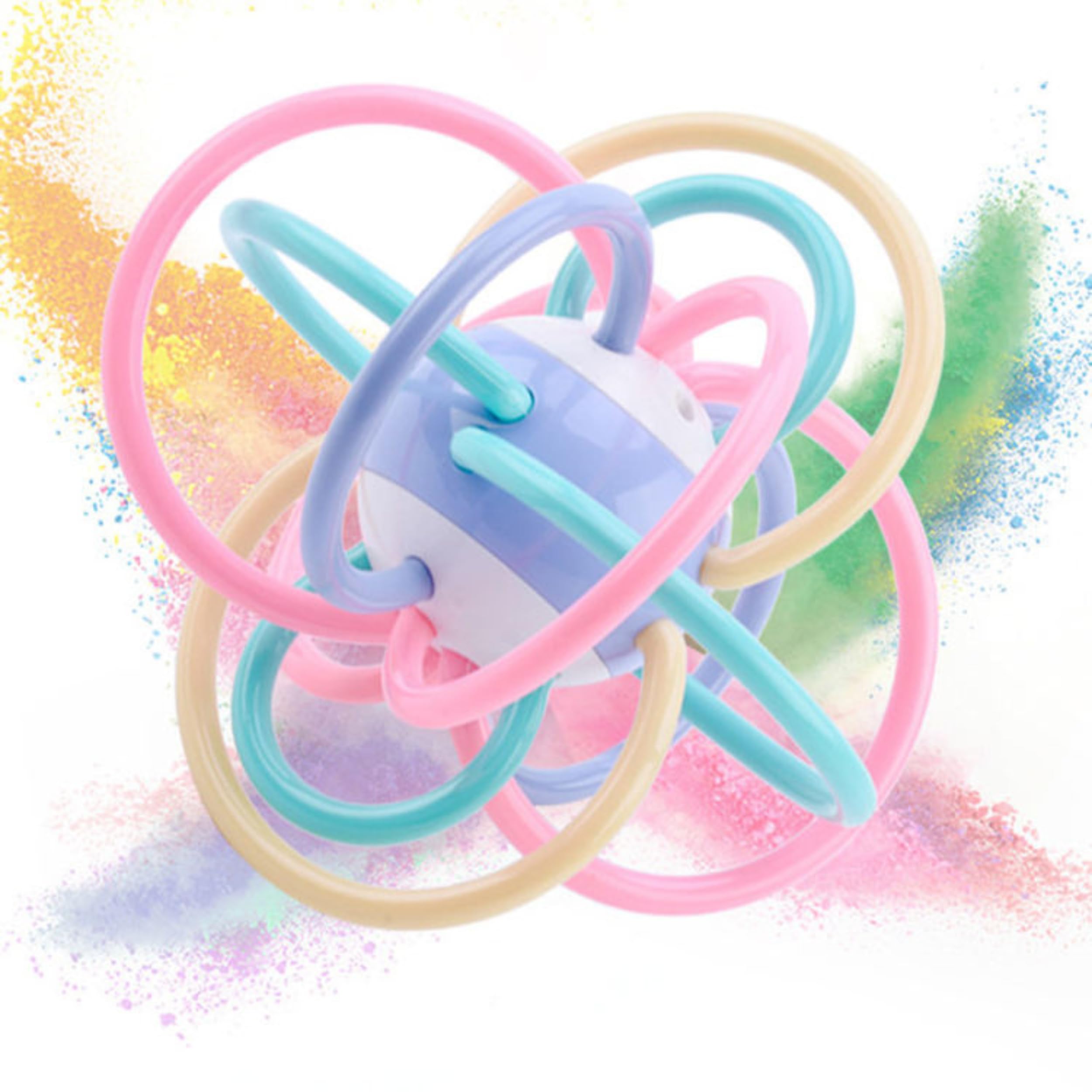 Lefan Infant Silicone Sensory Baby Teether Tube Ball Loopi Toy Sensory Teething Toys with Rattle for Babies 3-12 Months New Borns-Multicolor-picture-31