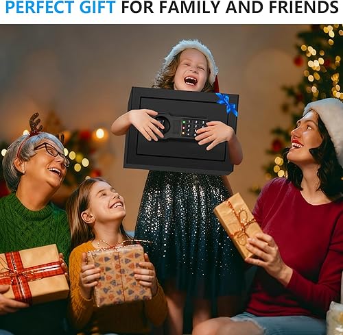 Miniatura 9 de Caja fuerte pequeña de 0.8 cúbicos para uso doméstico, caja de seguridad digital para el hogar con teclado programable, estante extraíble y llaves