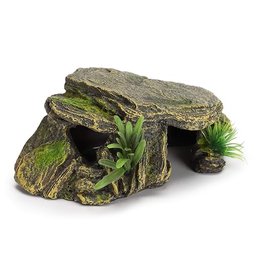 Cueva Escondite para Reptiles - Decoración Terrario con Tronco Artificial de Roca Simulada…