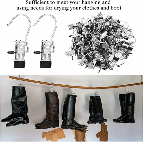 Miniatura 4 de 150 ganchos para botas, ganchos para ropa sucia, ganchos para colgar ropa de acero inoxidable, ganchos portátiles para armario, calcetines de viaje,
