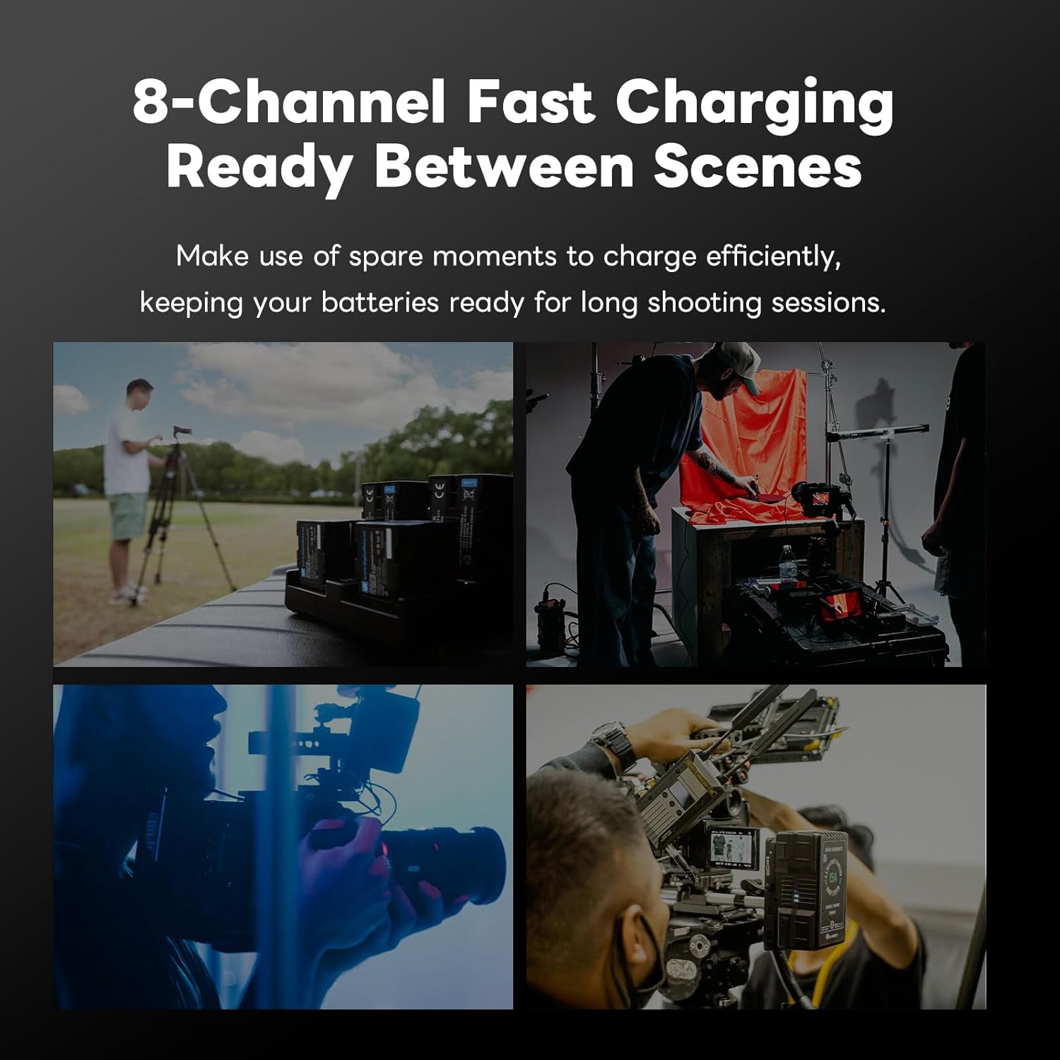 8-Slot NP-FZ100 Battery Charger with LED Display,4-Slot NP-F970 Camera Battery PD Fast Charger,Compatible with Sony A7R5/A7S3/A7M4/A7C2/A7C/A7R4/FX30 Battery