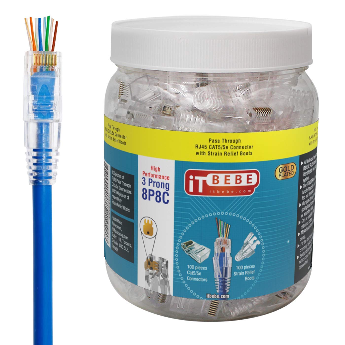 Bеѕt Dеаl Chеар 🛒 ITBEBE 100/100 RJ45 Cat5 Cat5e Pass Through Connectors for 24 AWG Cables - 100 Cat5e Passthrough Connector Ends and 100 RJ45 Connectors Clear Strain Relief for Clean, snag-Free Ethernet Patch Cord Uр Tо 40% оƒƒ ITBEBE 100/100 RJ45 Cat5 Cat5e Pass Through Connectors for 24 AWG Cables - 100 Cat5e Passthrough Connector Ends and 100 RJ45 Connectors Clear Strain Relief for Clean, snag-Free Ethernet Patch Cord