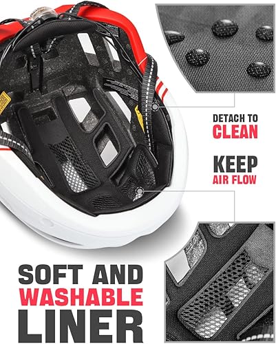 Miniatura 8 de VICTGOAL Casco de bicicleta para hombres y mujeres con luz LED, gafas magnéticas desmontables, visera solar extraíble, casco de bicicleta de montaña