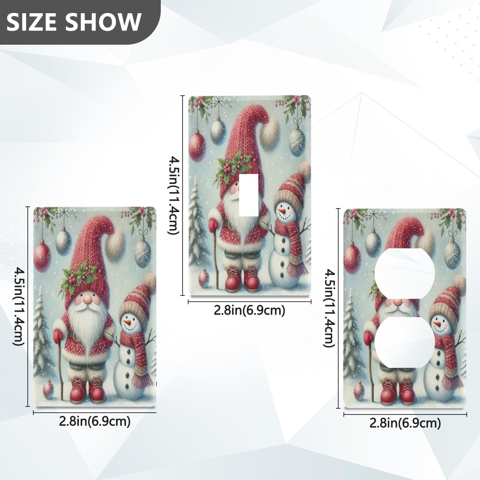 Gnome Snowman Christmas Light Switch Cover Decorative Receptacle Outlet Wall Plate Guard Plastic Wall Outlet Cover for Home Decor Room Office Bathroom (Unused Outlet Cover)