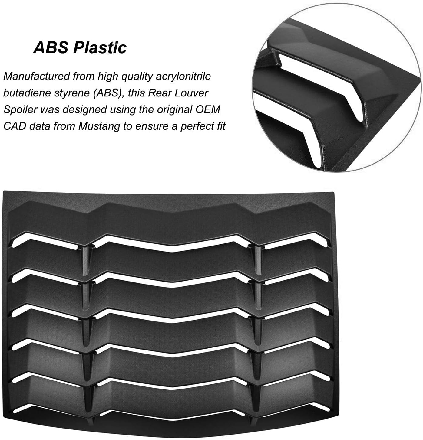 Danti Rear and Side Window Louvers Windshield Sun Shade Cover for Ford Mustang 2005 2006 2007 2008 2009 2010 2011 2012 2013 2014 GT Lambo Style Matte Black
