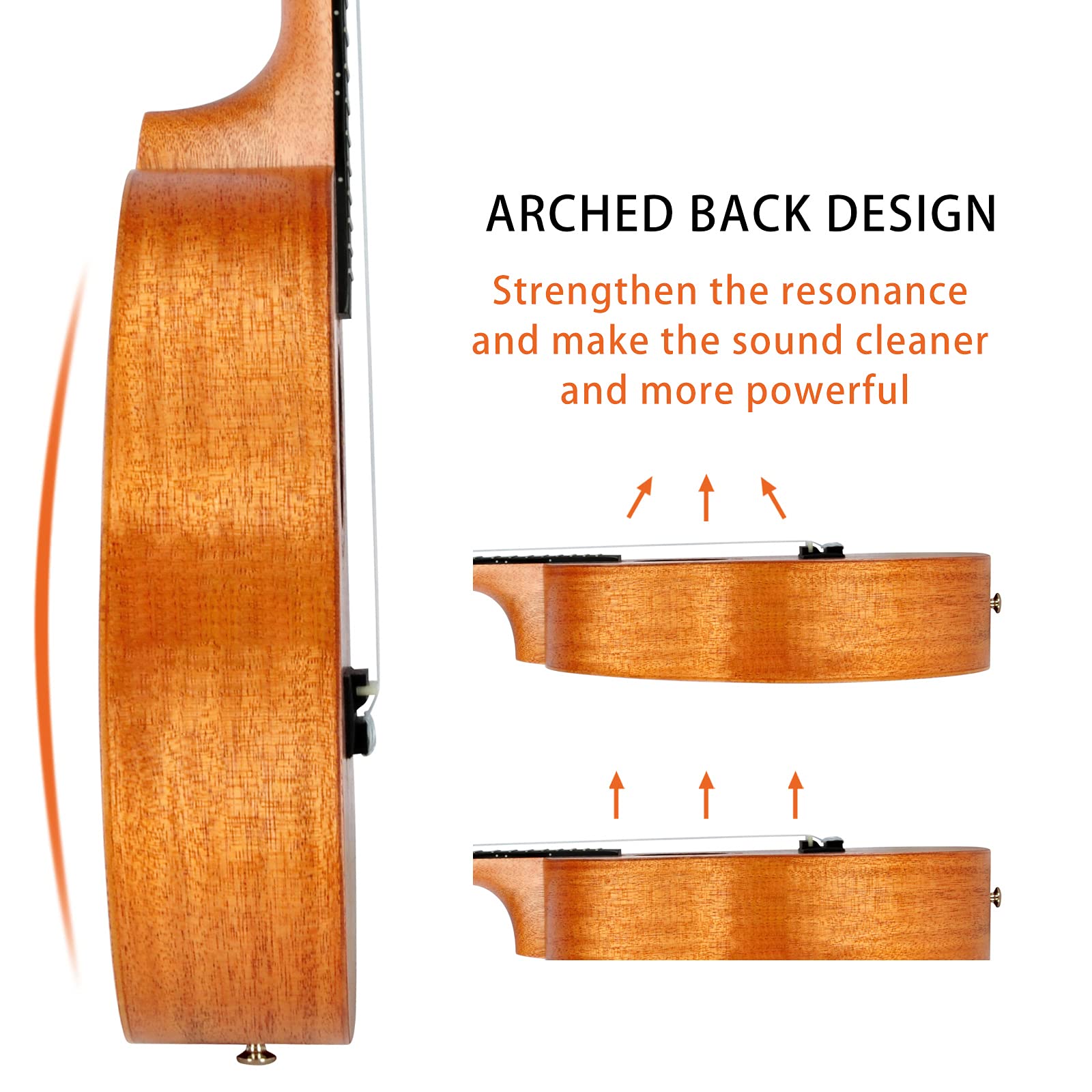 Eastrock Concert Ukulélé pour Débutants Adulte, 23'' Hawaïen Yukulele D’Acajou, Concert Ukulele avec housse, Ukulélé Kit avec Aquila Cordes Accordeur Médiator Sangle（23'' Acajou）