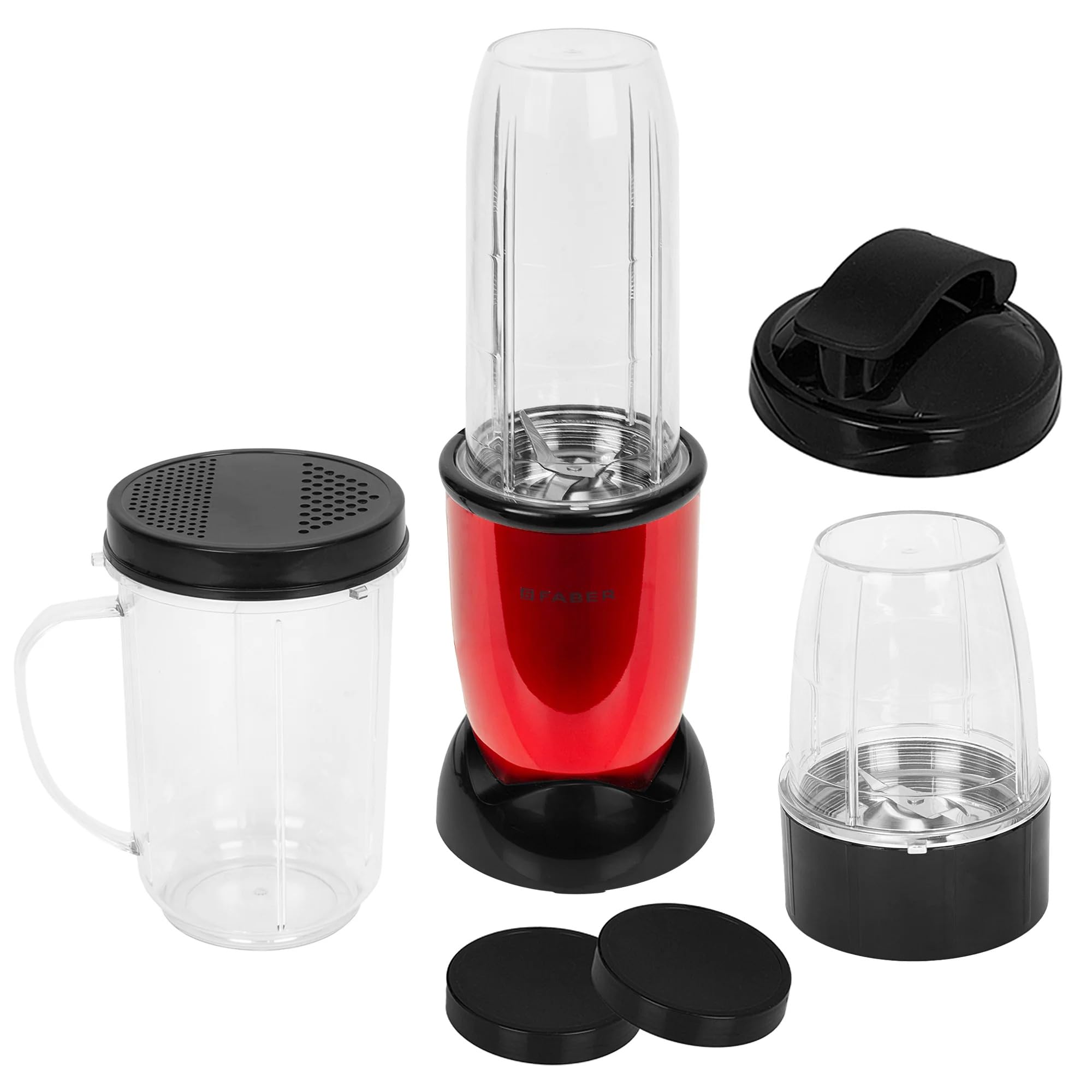 Faber Sportz Blender FSB 3-in-1 Red Velvet|400W|100% Copper Motor|Detachable SS Blade|3 PC Jars 500ML+500ML Mug+300ML|Dry & Wet Grinding|Nutri Blender Smoothie|2 Year Warranty-image-15