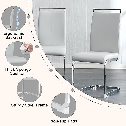 Miniatura 3 de Juego de 6 mesas de comedor de cristal, moderno juego de mesa de comedor de vidrio templado rectangular transparente de 71 pulgadas y 6 sillas de