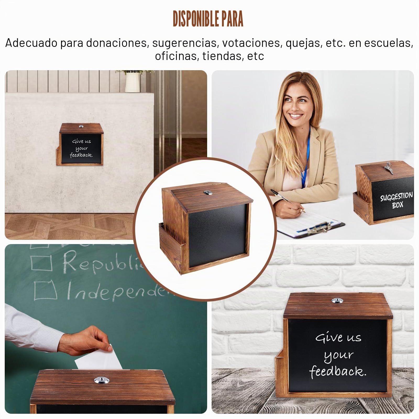 Caja De Sugerencias De Madera, Caja De Sugerencias, Caja De Donaciones Con Cerradura Y Bolígrafo Buzón Para Montaje En Pared Buzón De Madera Caja De Votación Urna De Elección