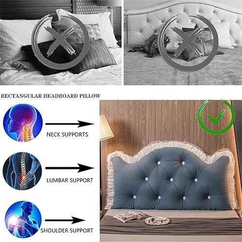 Miniatura 10 de ZZYK Almohada para cabecero, tamaño matrimonial, King, Queen, individual, grande, almohada de lectura, respaldo, almohada de apoyo de