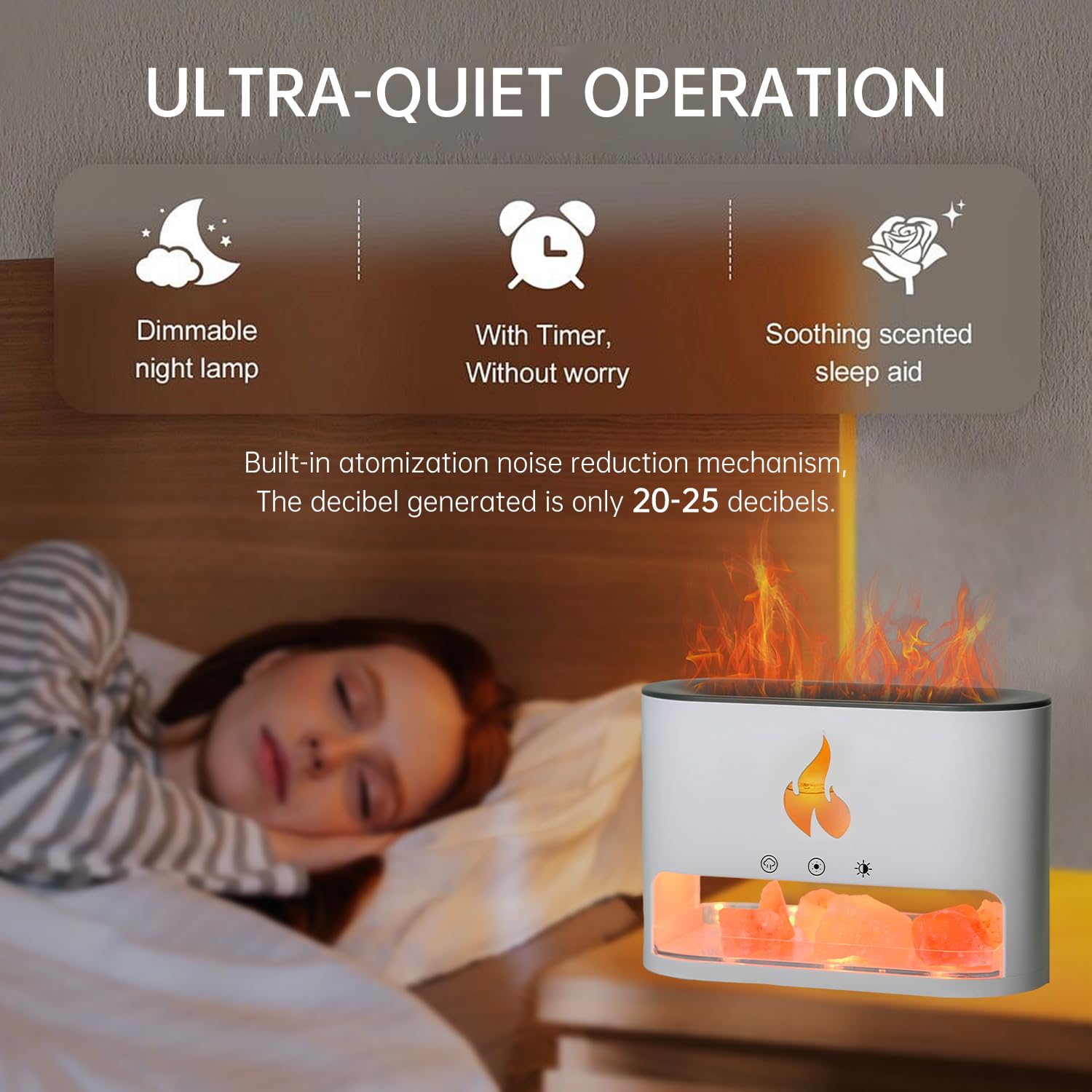 Diffuseur d'Huiles Essentielles avec Lampe Himalayenne, 250ml, Humidificateur d'air LED Multicolore, Aromathérapie
