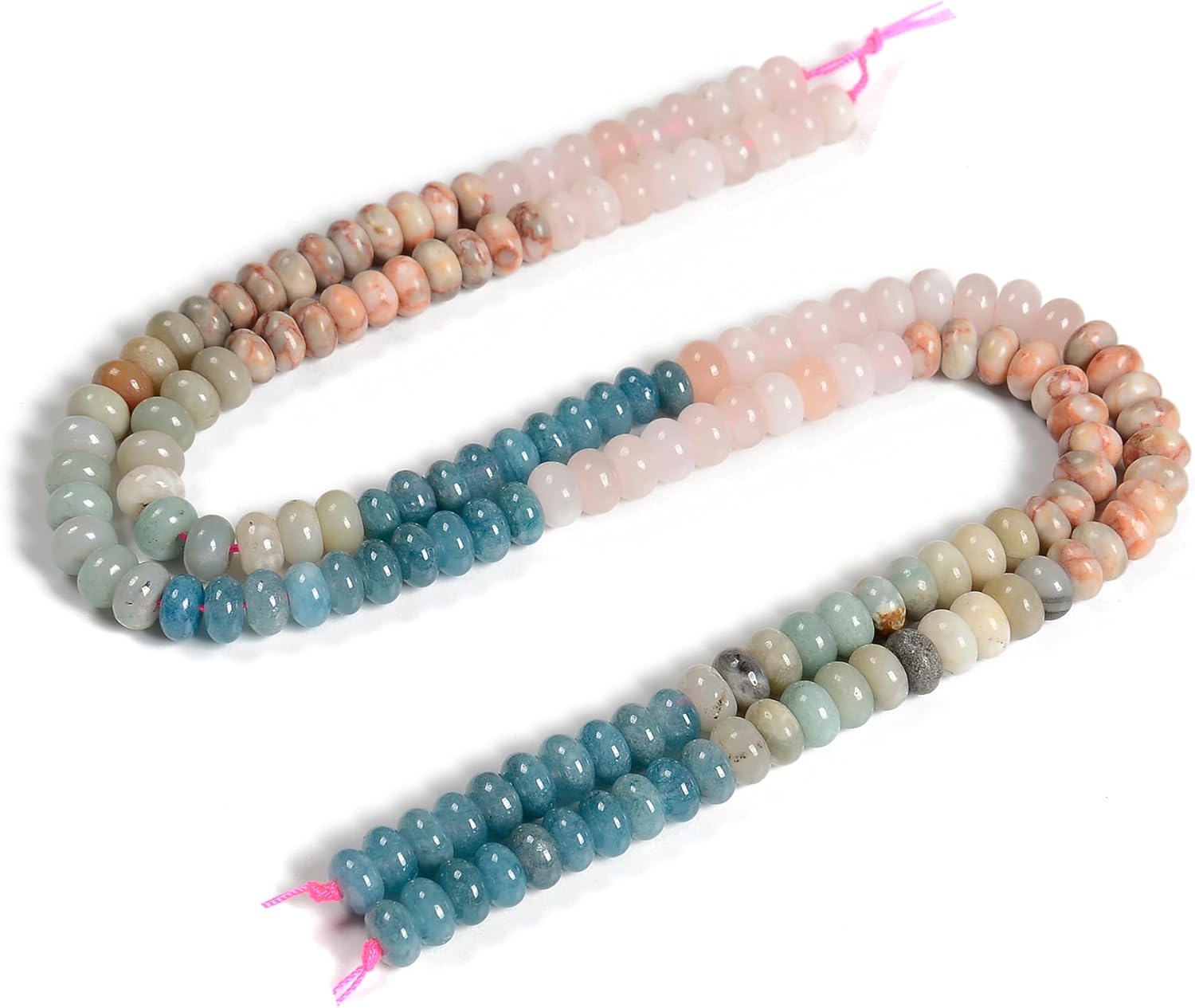 76 Pcs 5x8mm Multi-Color Gemstone Bead Smooth Rondelle Stone Beads for Jewelry Making Necklace Crafts Bracelets - Image 3