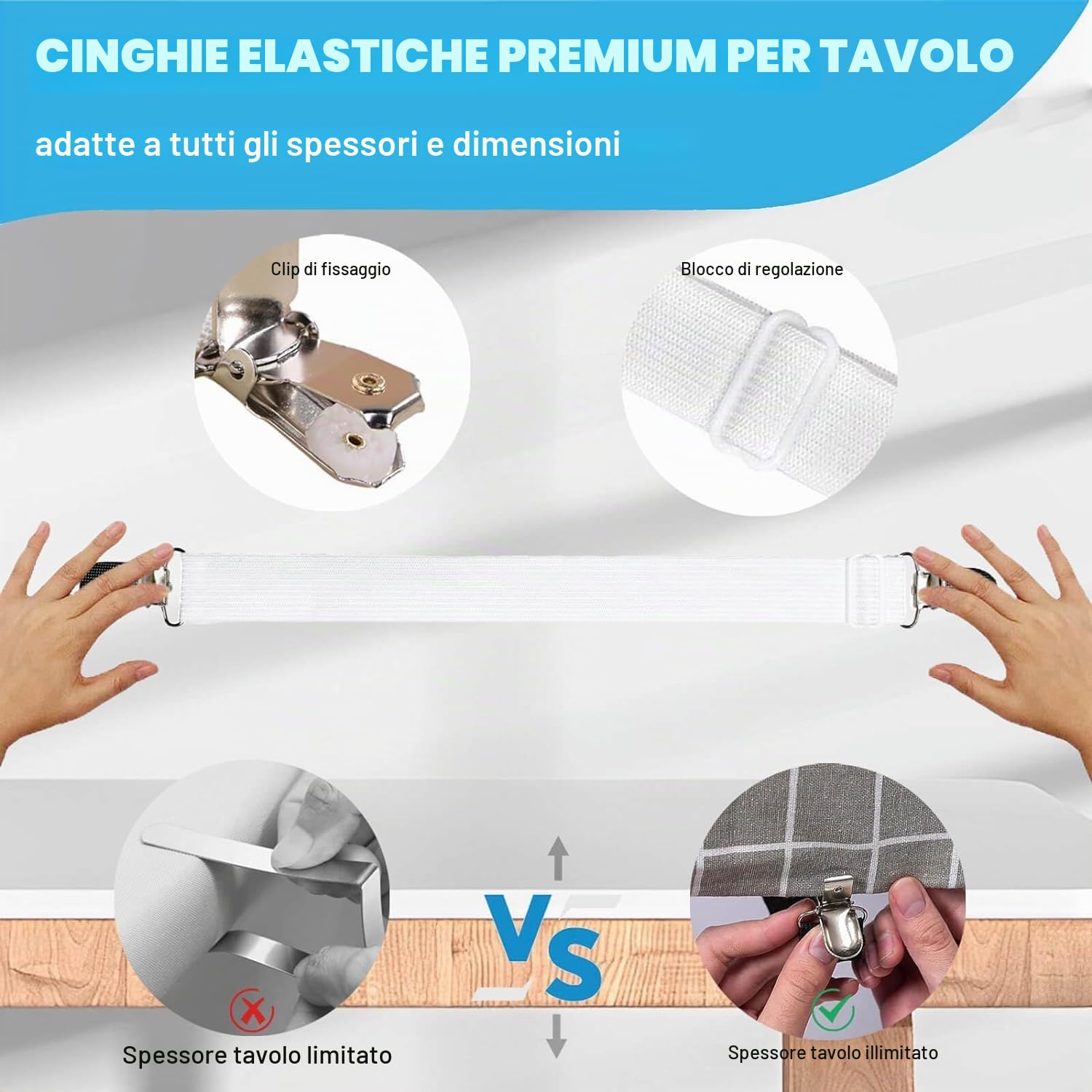 CUNGLIN fermatovagliaClip per Tovaglia, Fermatovaglia Clip per Cinghia Elastica, Fermatovaglia Clip per Tenuta Tovaglia da Tavola per Casa, Picnic, Feste, Matrimoni