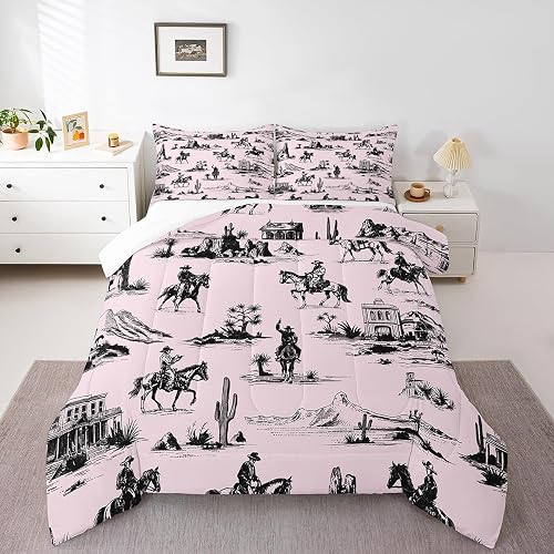 Erosebridal Pink Cowgirl Comforter Western Setyle Bedding Sets Queen for Boys Gi