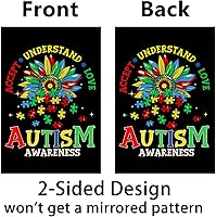 Vista 5 de Nepnuser Bandera de jardín de conciencia sobre el autismo, aceptar entender el amor, decoración de abril, pieza de rompecabezas de doble cara