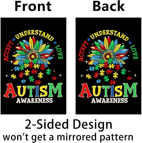 Miniatura 5 de Nepnuser Bandera de jardín de conciencia sobre el autismo, aceptar entender el amor, decoración de abril, pieza de rompecabezas de doble cara