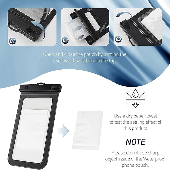 1/2/4 Waterproof Case Pouch Cellphone Dry Bag Compatible for iPhone 17 16 15 14 13Pro Max Plus Black | Universal, Up to 7,Cruise Ship, Kayak, Beach Essentials, IPX8 Water Resistant,1 Pack