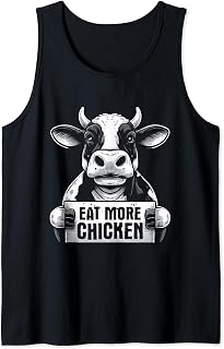 Eat More Chicken - Funny Sarcastic Cow Beef Meat BBQ Lover Tank Top