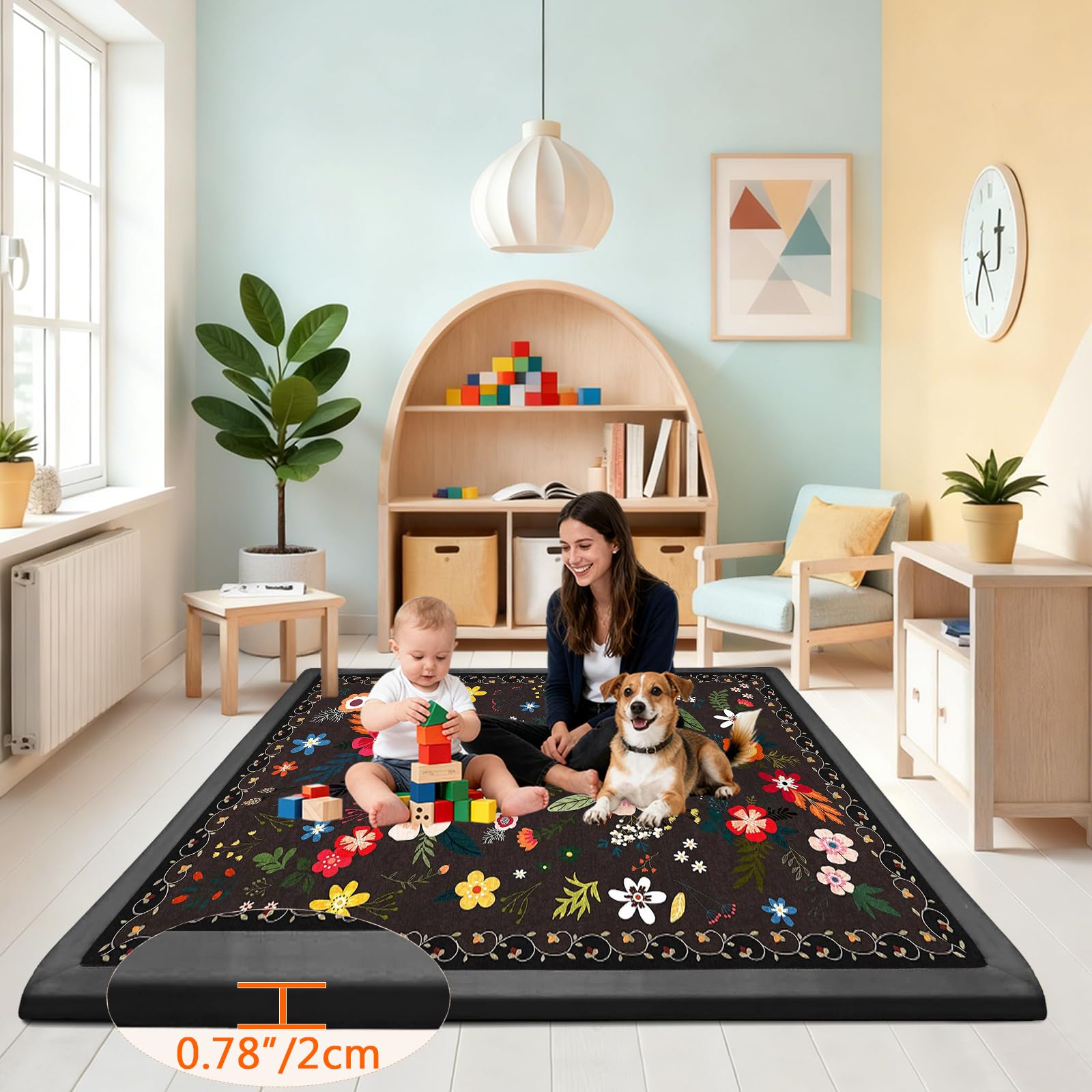 Spielmatte Baby/Krabbelmatte Baby, Teppich für Kinderzimmer mit hochwertigem Memory-Schaum, 2 cm Dick Krabbelmatte Baby, Krabbeldecke, Tatami Matte 120 x 120cm