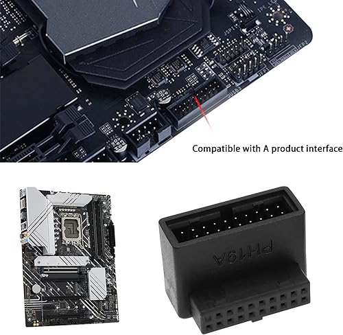 Miniatura 3 de eMagTech 2 adaptadores USB 3.0 de 1920 pines de 90 grados macho a hembra, enchufe de ángulo recto en L para placa base de computadora (1 ángulo