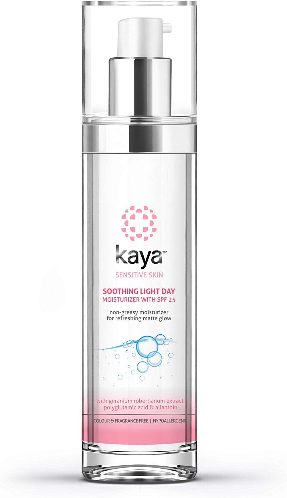 Kaya Clinic Soothing Light Day Moisturizer With SPF25, Non-Greasy Daily Cream, Color, Sulfate, & Fragrance Free, Hypoallergenic for Sensitive Skin, 50ml