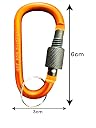 Climbing Carabiner Keychain Set, Red and Orange, Screw Lock Design with Split Ring, 2-Pack gallery image