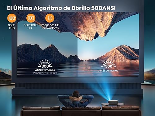 Miniatura 3 de Enfoque automático Proyector YABER Pro V9 4K con WiFi 6 y Bluetooth 5.2, 500 ANSI nativo 1080P proyector de película para exteriores, Keystone