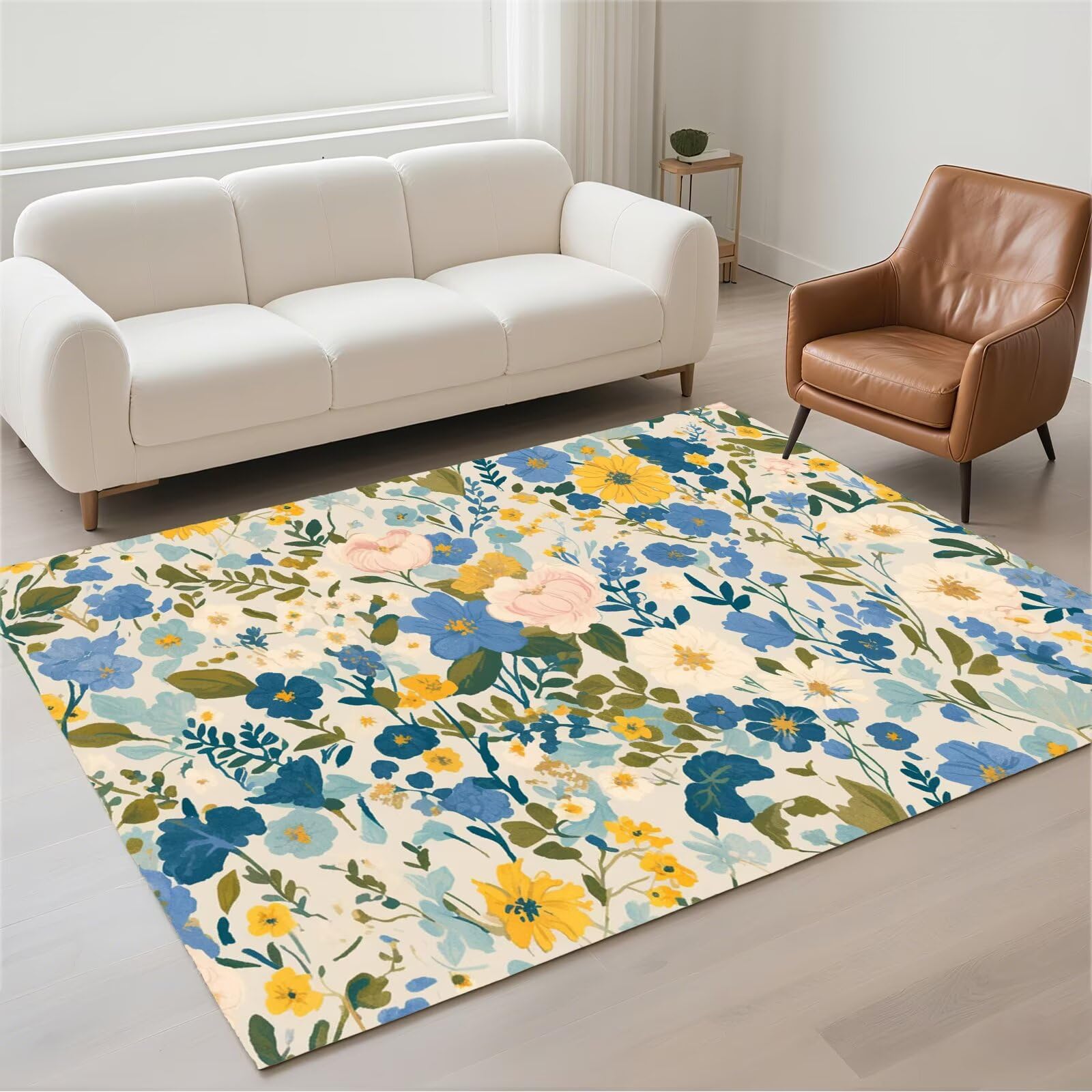 Tapis salon imperméable 120x180cm lavable et antidérapant pour chambre moderne