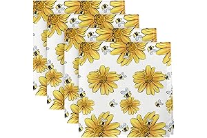 Horaldaily Sunflower Bee Cloth Napkins