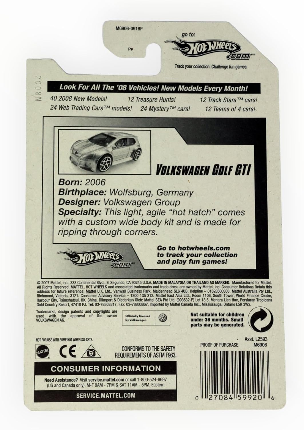 Hot Wheels 2008 132 Team: Volkswagen # 4 of 4 Steel Blue Volkswagen VW Golf GTI 1:64 Scale