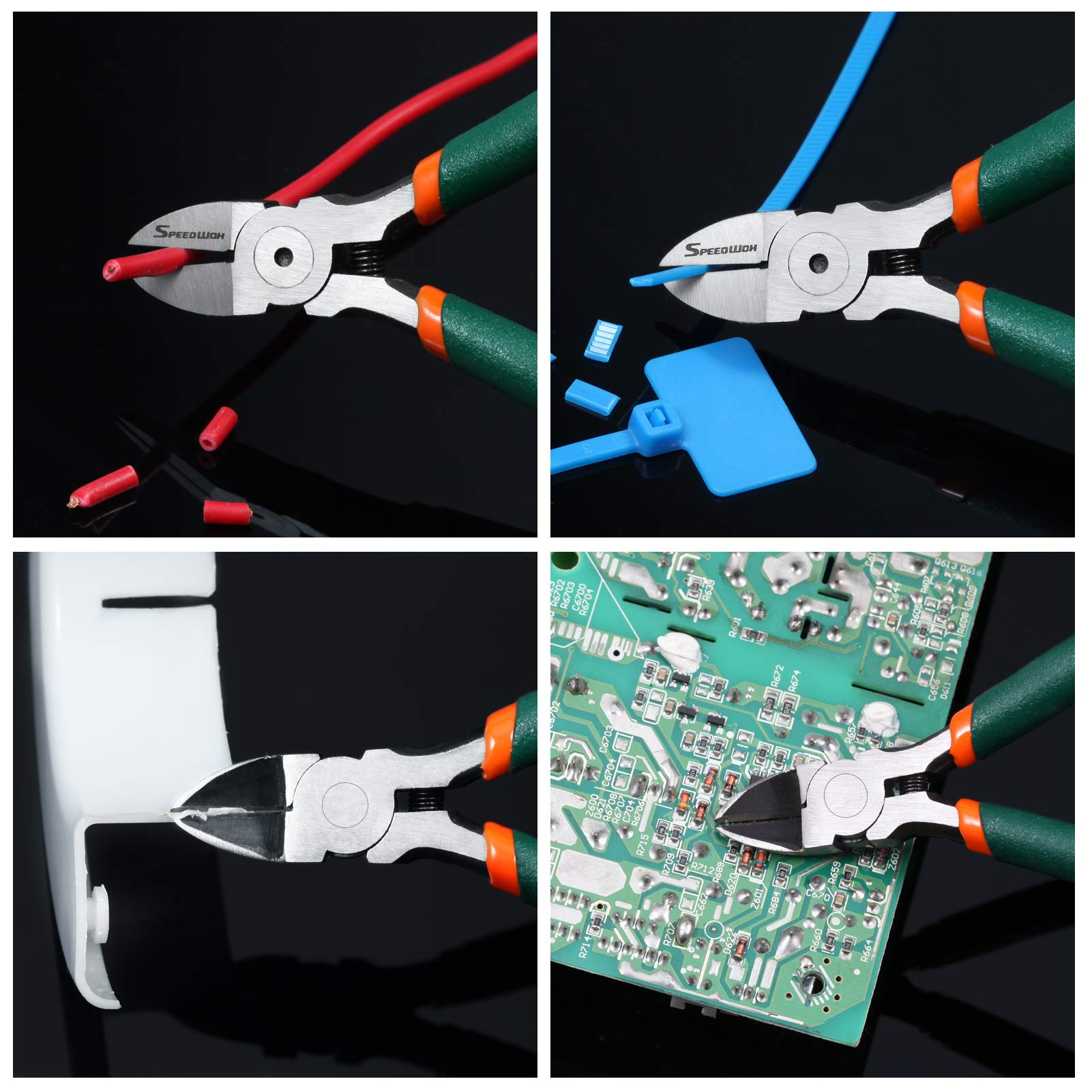 SPEEDWOX Wire Flush Cutters 6 Inch Precision Side Cutter Pliers...