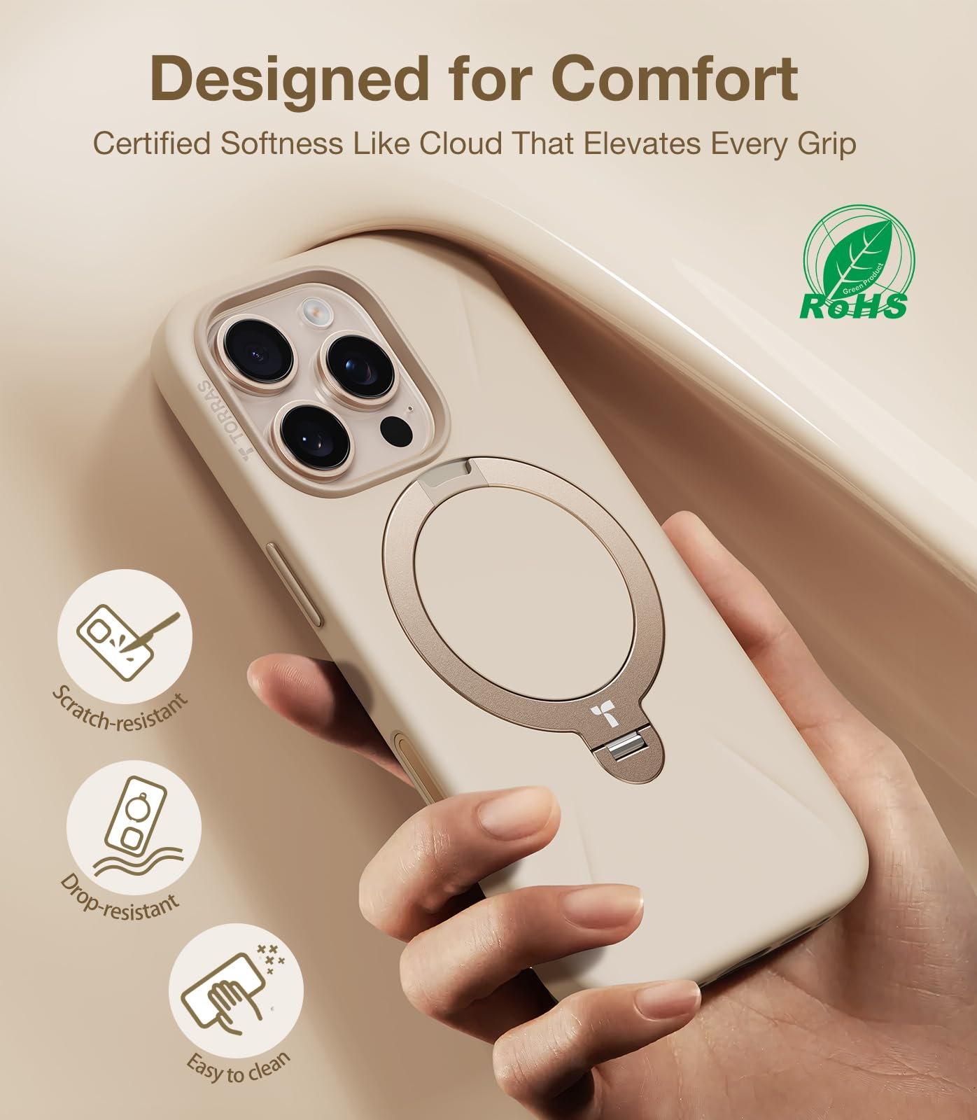 TORRAS iPhone16Pro Ostand Q3 シリコンスタンドケース Amazon.com: TORRAS Q3 Silicone for iPhone 16 Pro Max Case with 360
