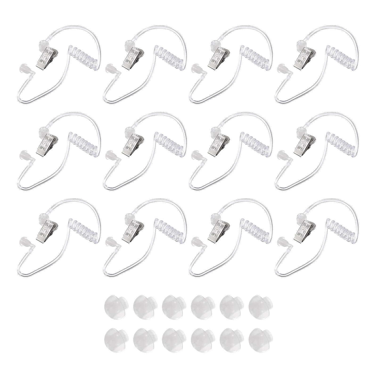QUARKZMAN Orecchio Pezzo Auricolare Agente Segreto Auricolare Costume Puntello con Auricolari Sostituzione Acustica Tubo per 2-Via Radio Audio Cuffie 12pz