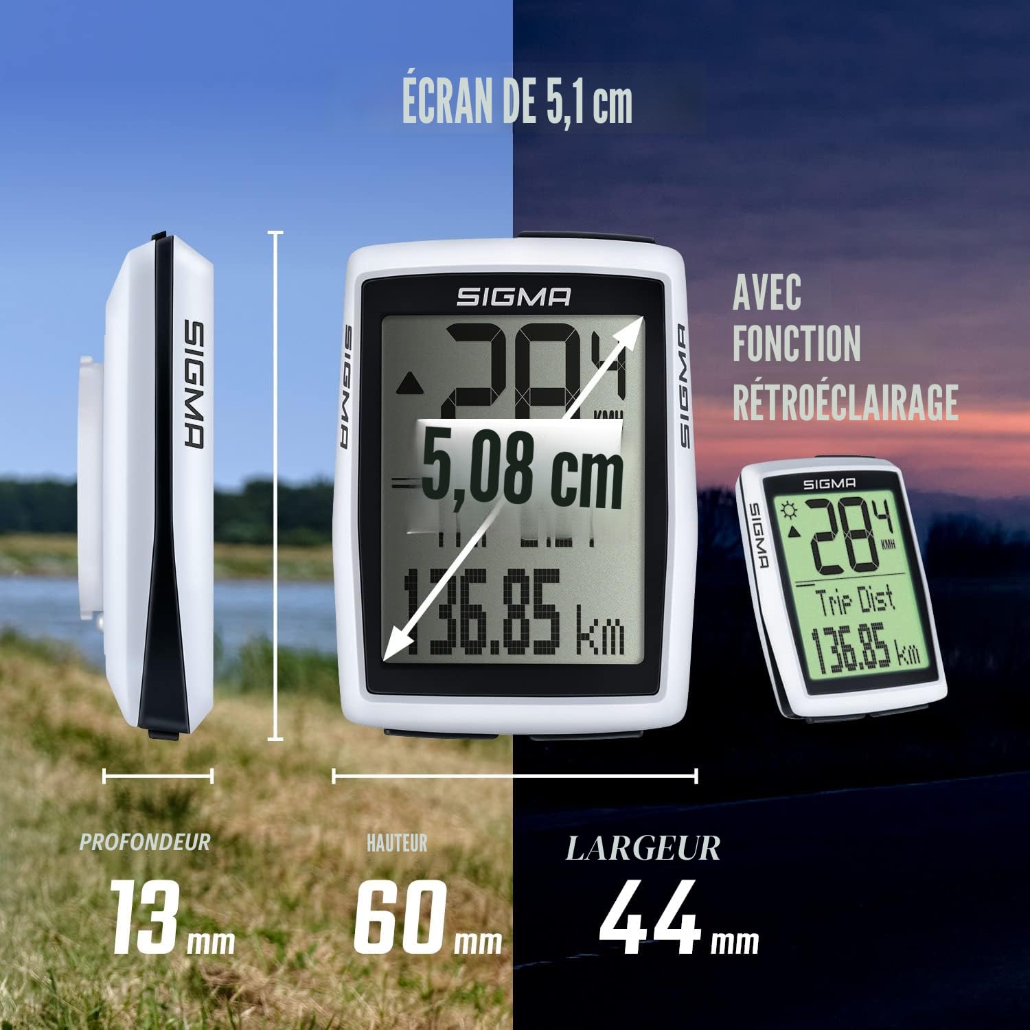 SIGMA BC 12.0 WL | Ordinateur de vélo sans Fil avec 12 Fonctions | Ordinateur de vélo pour Toutes Les Aventures à vélo | Facile à Utiliser avec de Grandes Touches et Une présentation Claire