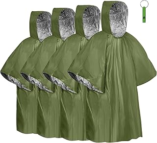 flintronic awaryjne ponczo survivalowe, (4 sztuki) awaryjne ponczo przeciwdeszczowe, koc ratunkowy, folia ratunkowa na kemping, wędrówki, sytuacje awaryjne i deszcz – 100 x 130 cm