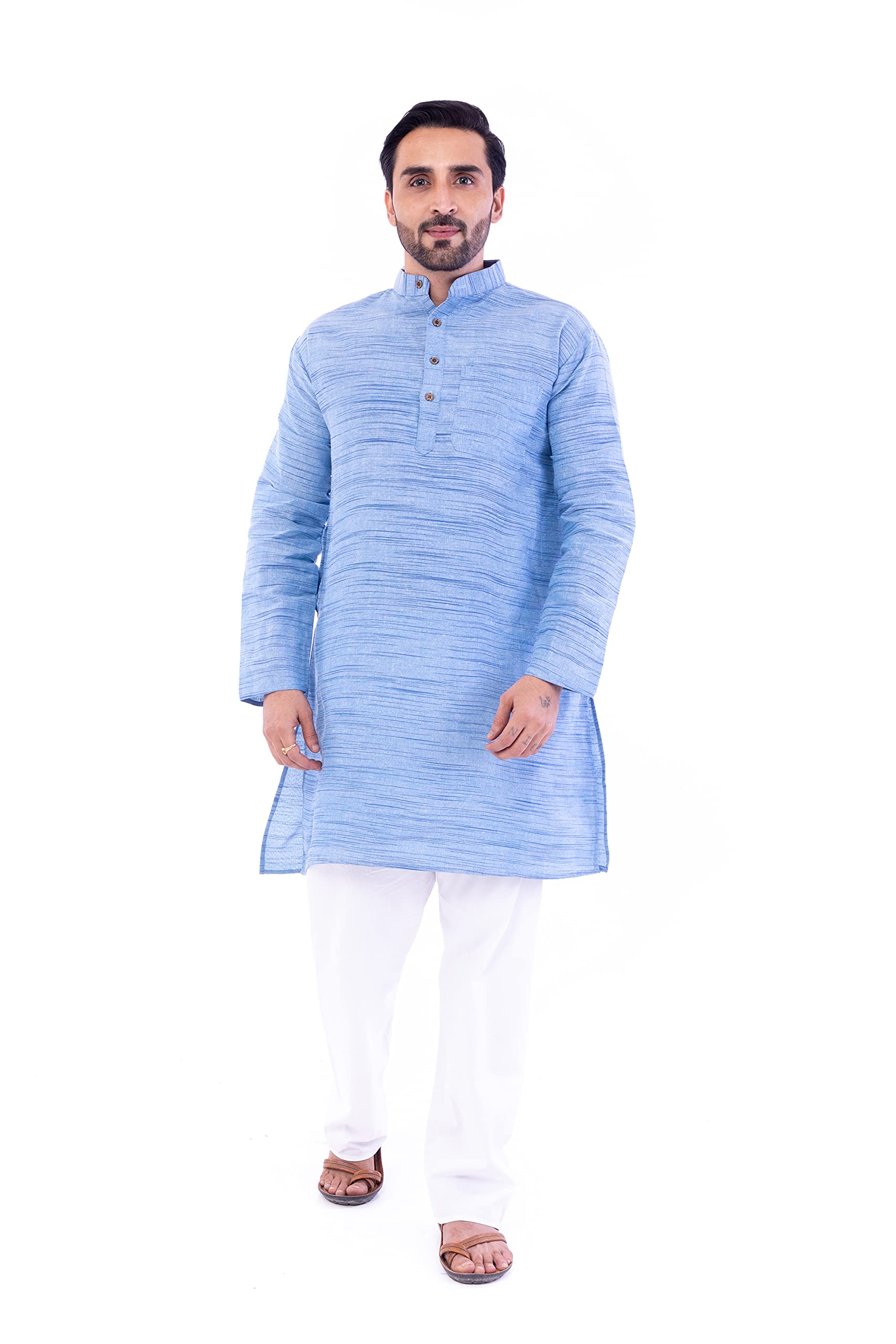 Latest Men's Cotton Regular Long Kurta Full Sleeves - Casual Ethnic Wear-picture-49
