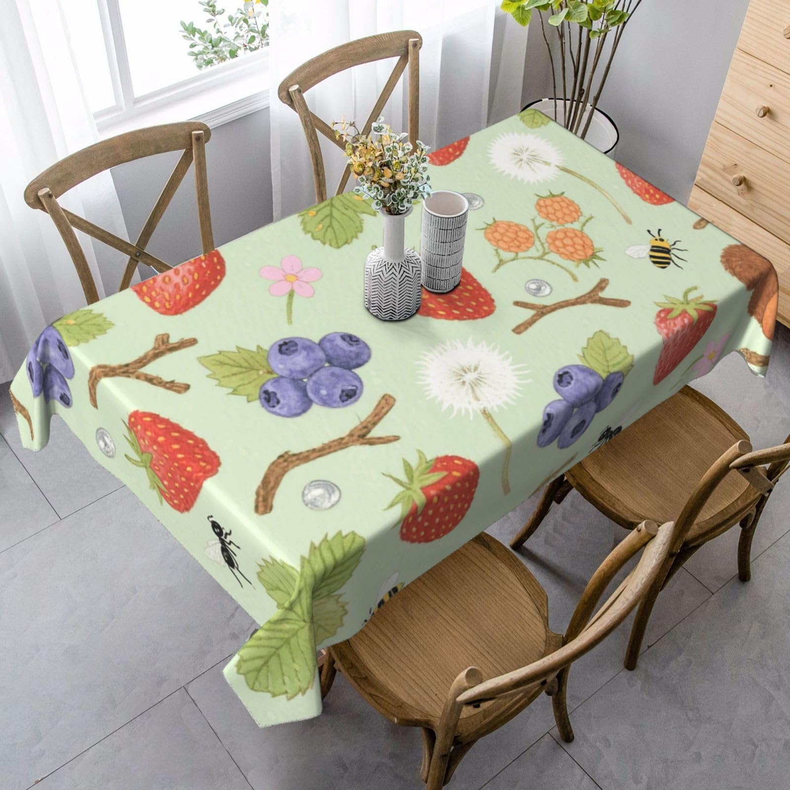 Fresh Pattern Rectangle Tablecloth 35x55 Inch, Washable Reusable Farmhouse Table Cloths Wrinkle Free And Spillproof Kitchen Dinning Table Cover For Party Wedding Picnic Home Decor Tablecloths