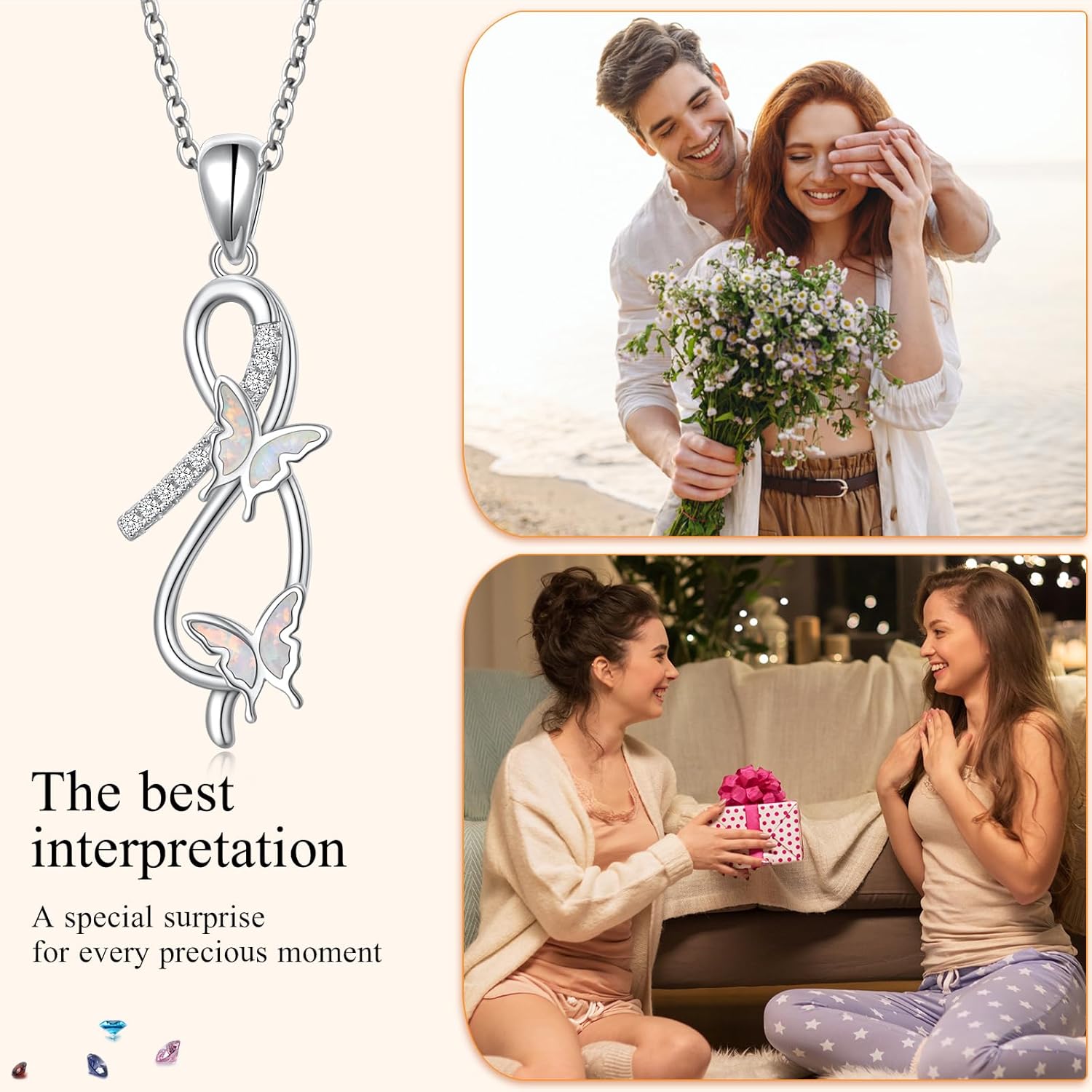S925 Sterling Silver Infinity Butterfly Pendant Necklace Infinity Butterfly Jewelry Gift for Women - Image 7