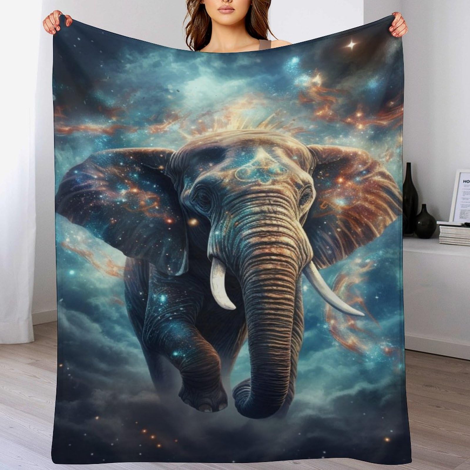 Couverture éléphant en flannel douce pour lit et canapé, grand format toutes saisons 180x200cm