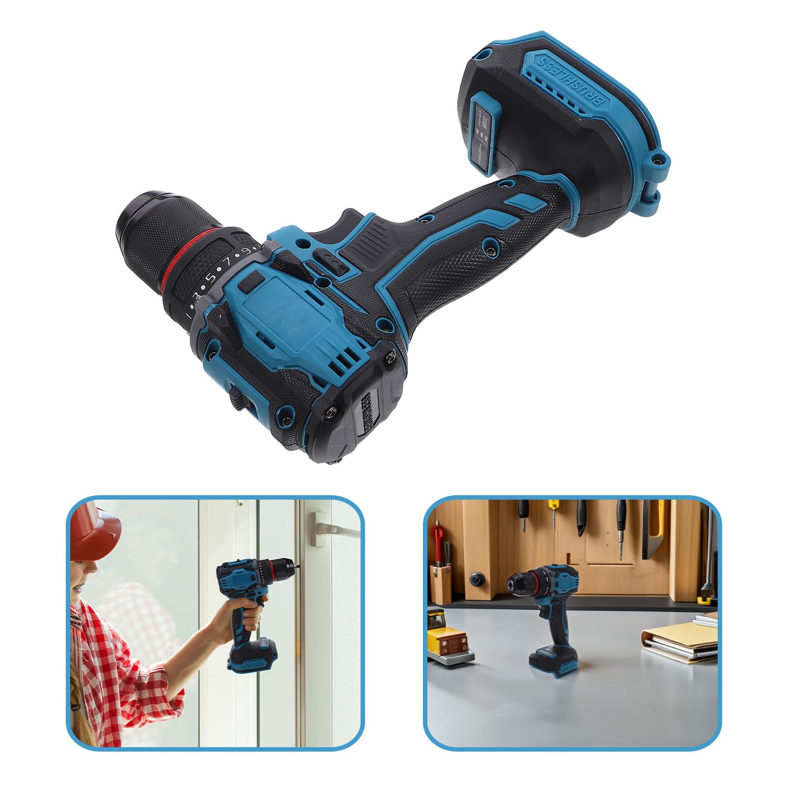 Yardenfun Taladro de Impacto Inalámbrico Portátil y Compacto Taladro Eléctrico Recargable Doble Velocidad Herramienta Eléctrica Pequeña para Bricolaje y Reparaciones Domésticas