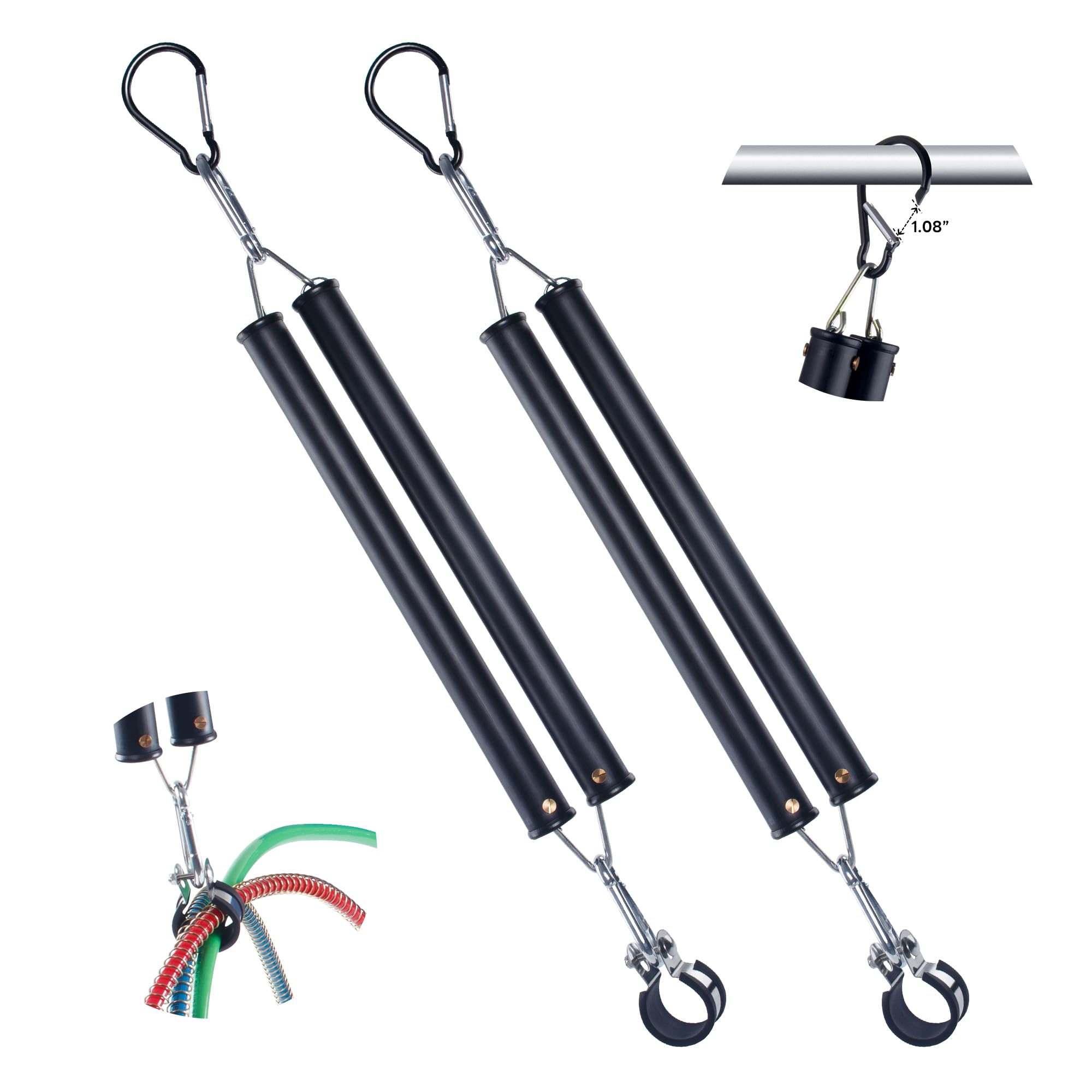 16” Double Tender Spring Kit, Dual Tender Spring for Suspending Trailer Air Line & Electric Cords, Tender Spring Assembly with Hanger Bracket for Semi Trucks Tractors Trailers - 2PCS