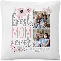 Vista 6 de Let's Make Memories Almohada de fotos personalizada, para mamá, para ella, diseño de fotos, 15 pulgadas cuadradas.