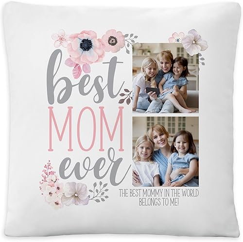 Let's Make Memories Almohada personalizada  La mejor foto de mamá  Honor Mom  Personalizar con fotos y mensaje  15 pulgadas cuadradas