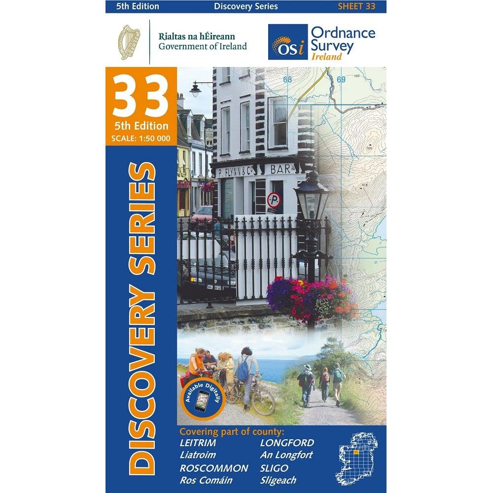 Roscommon, Leitrim, Longford & Sligo Map | Boyle, Elphin & Carrick-on-Shannon | Ordnance Survey Ireland | OSI Discovery Series 33 | Ireland | Walks | Hiking | Maps | Adventure